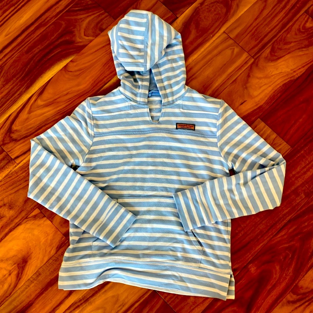 Vineyard Vines striped ice blue pullover